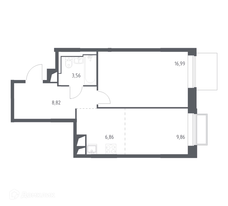 1-комнатная квартира 46.4 м² Долина Яузы