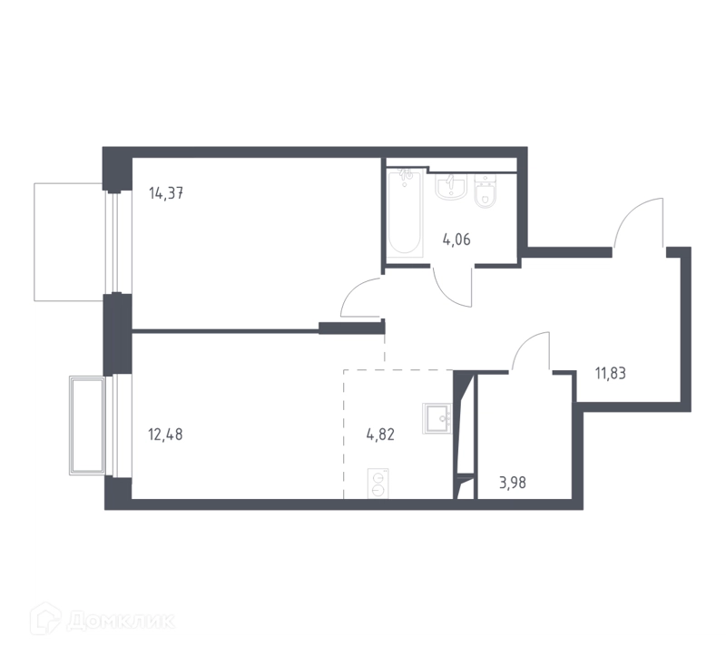 1-комнатная квартира 51 м² Долина Яузы