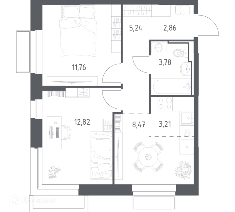 2-комнатная квартира 48.14 м² Долина Яузы