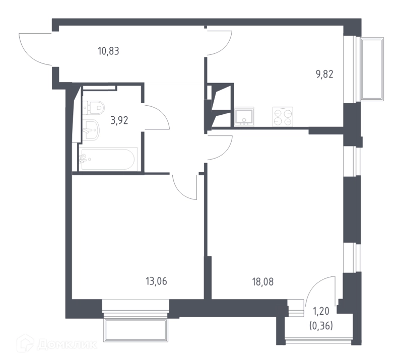 2-комнатная квартира 56.1 м² Долина Яузы