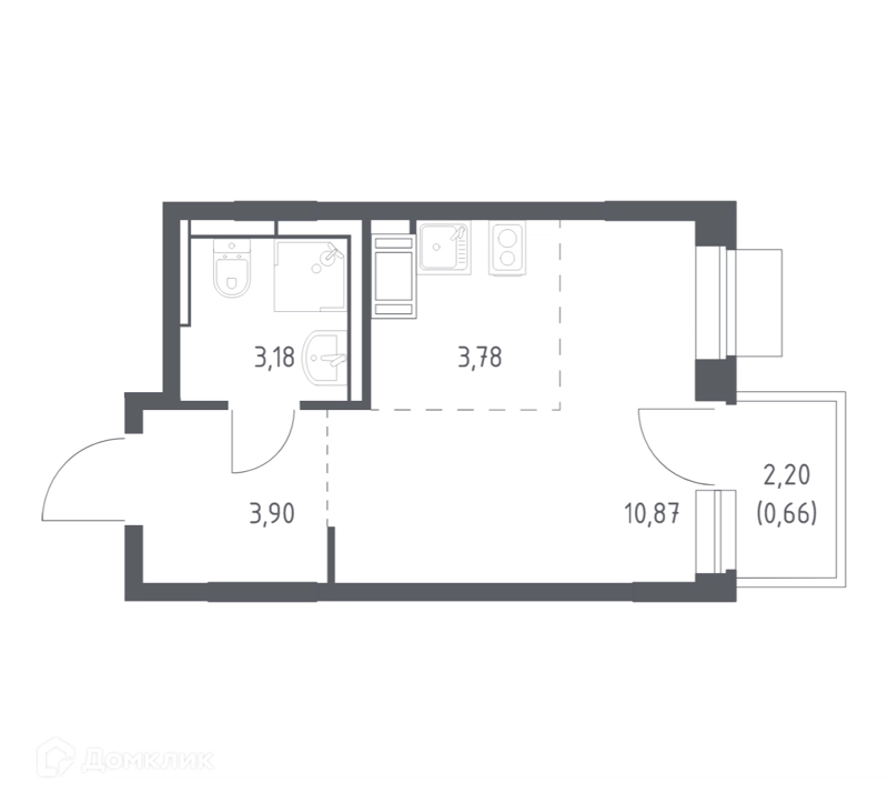 Студия 22.39 м² Пятницкие Луга