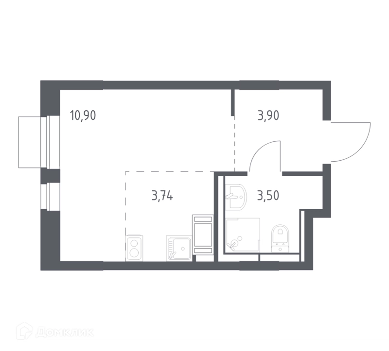 Студия 22.04 м² Пятницкие Луга