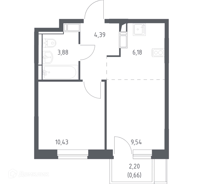 1-комнатная квартира 35.08 м² Пятницкие Луга