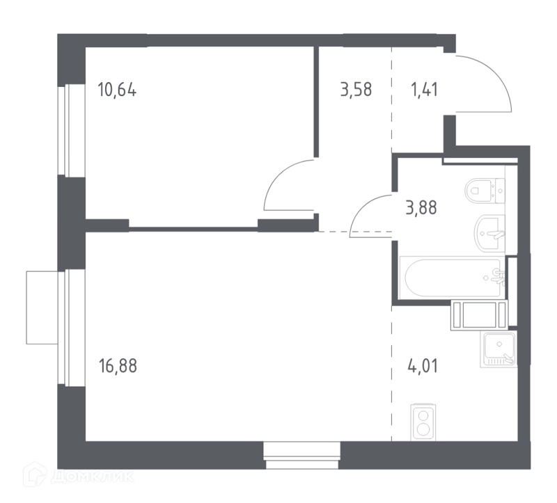 1-комнатная квартира 40.4 м² Пятницкие Луга