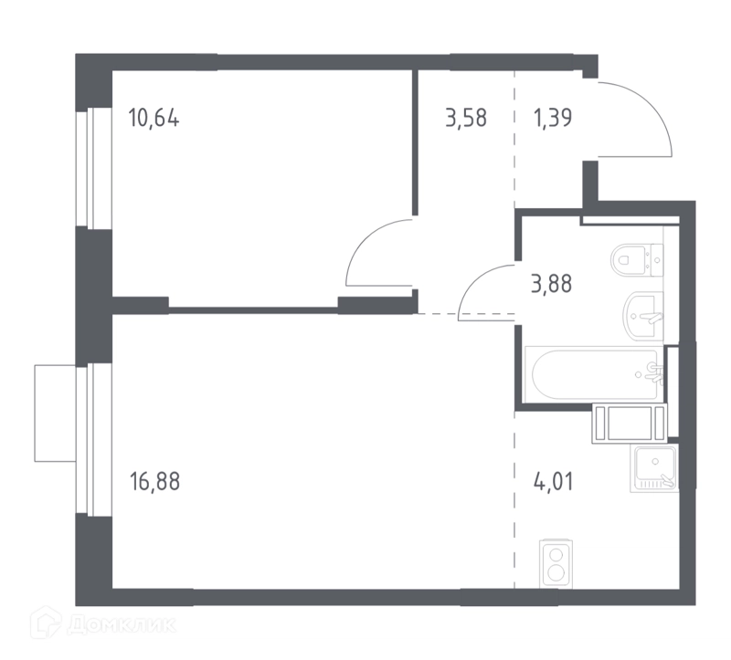 1-комнатная квартира 40.38 м² Пятницкие Луга