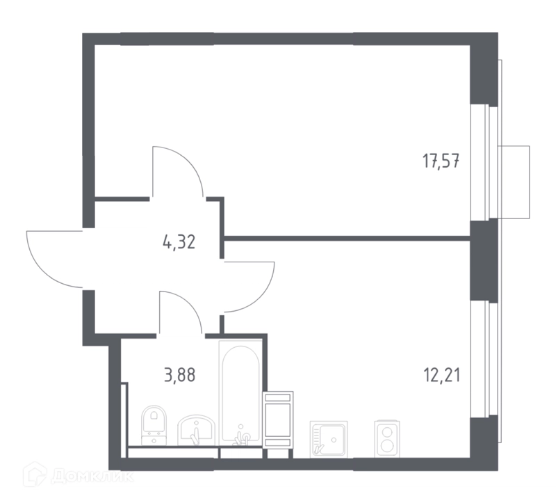 1-комнатная квартира 37.98 м² Пятницкие Луга