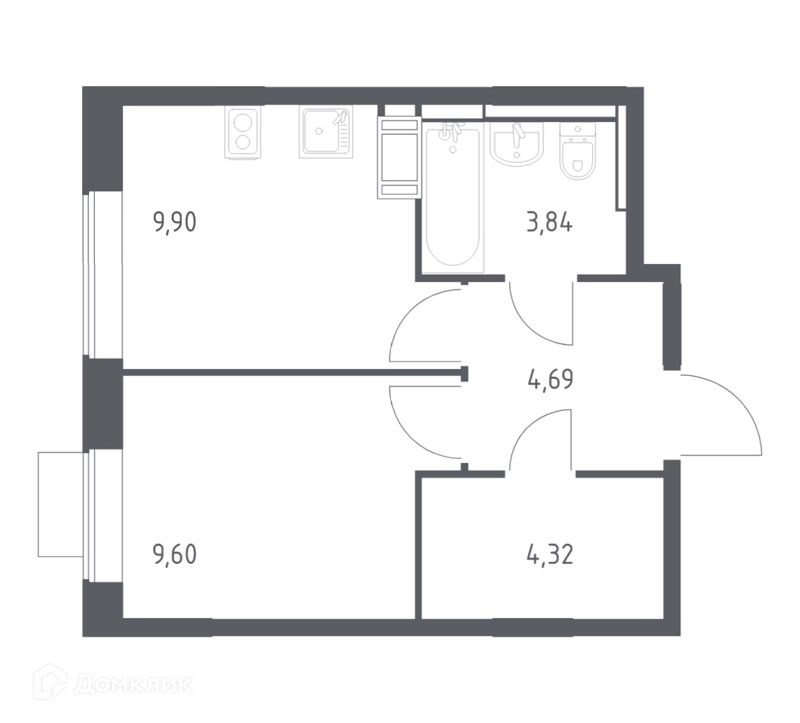 1-комнатная квартира 32.35 м² Пятницкие Луга