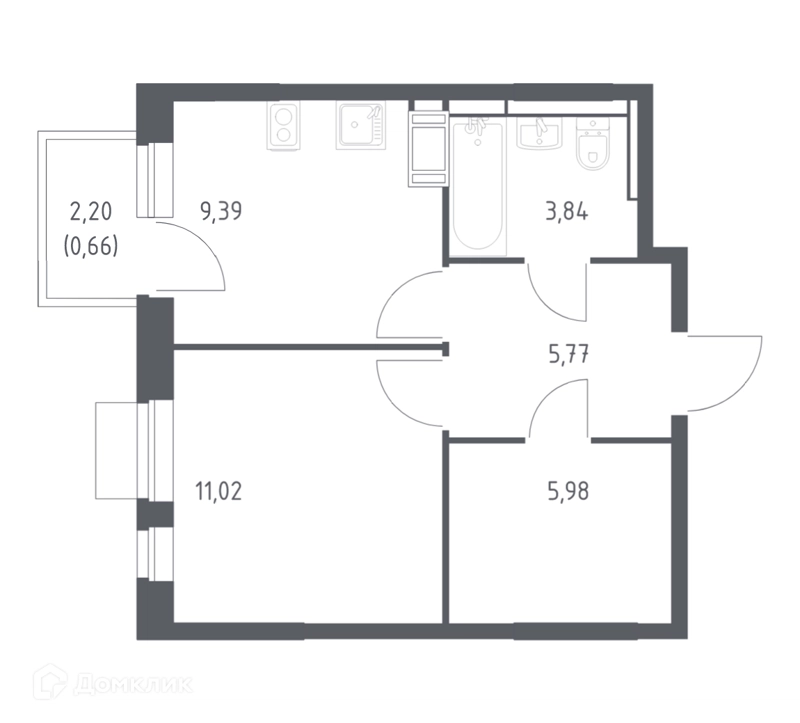 1-комнатная квартира 36.66 м² Пятницкие Луга