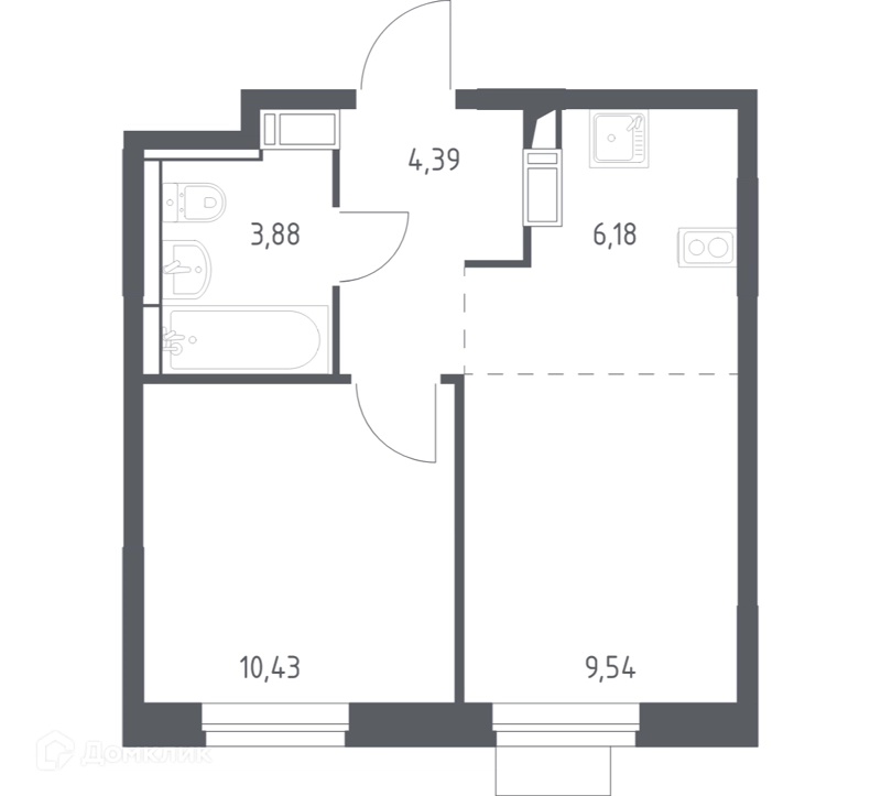 1-комнатная квартира 34.42 м² Пятницкие Луга