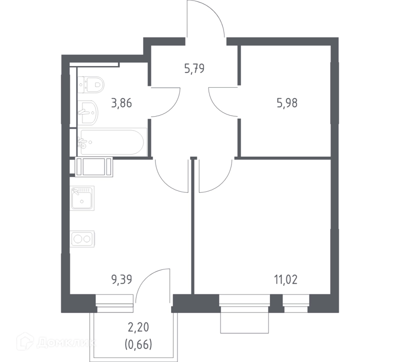 1-комнатная квартира 36.7 м² Пятницкие Луга