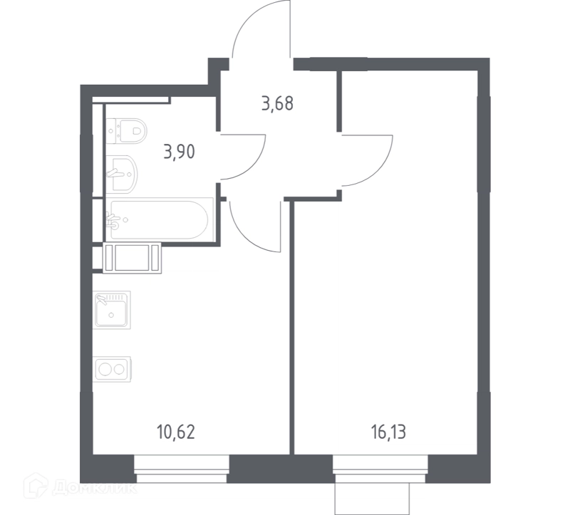 1-комнатная квартира 34.33 м² Пятницкие Луга