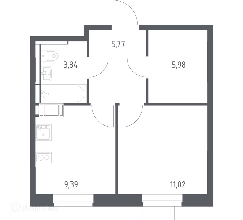 1-комнатная квартира 36 м² Пятницкие Луга