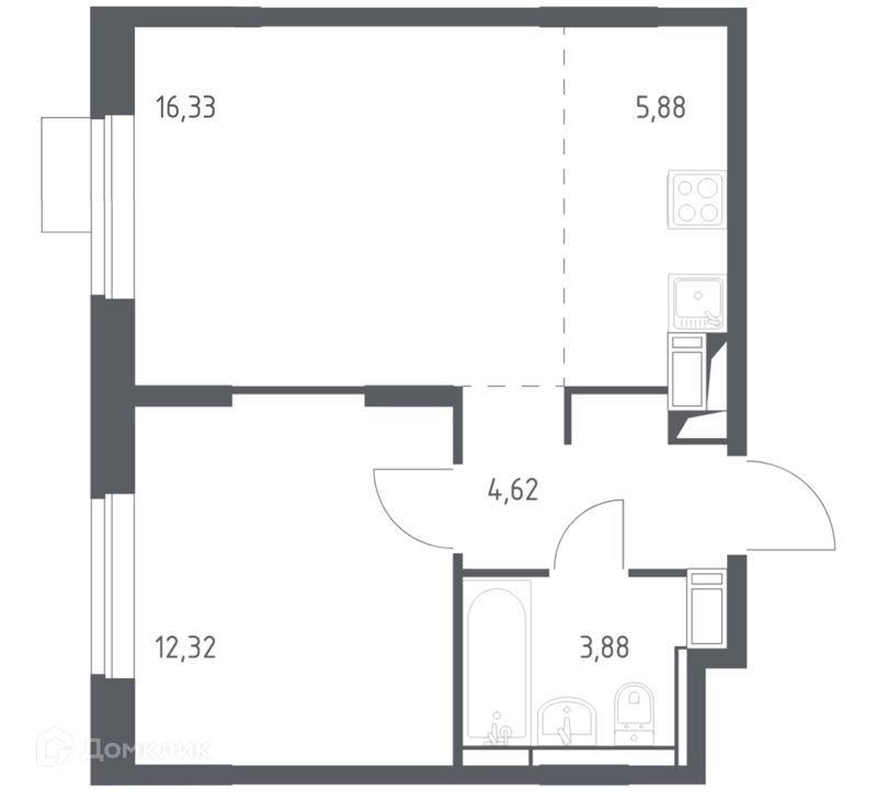 1-комнатная квартира 43.03 м² Пятницкие Луга