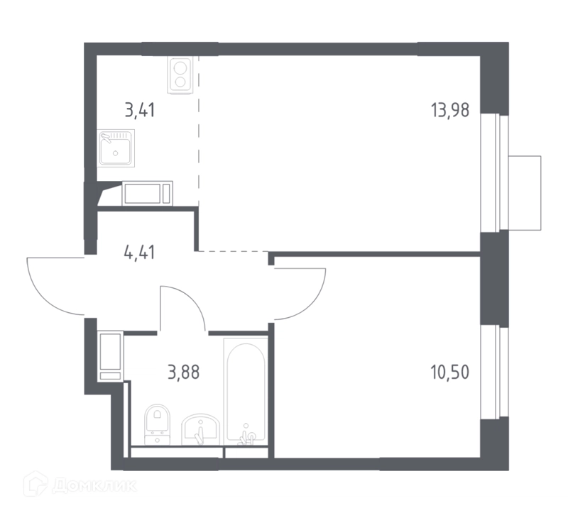 1-комнатная квартира 36.18 м² Пятницкие Луга