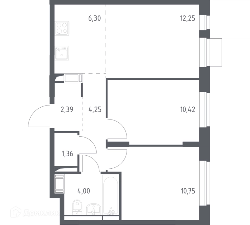 2-комнатная квартира 51.72 м² Пятницкие Луга