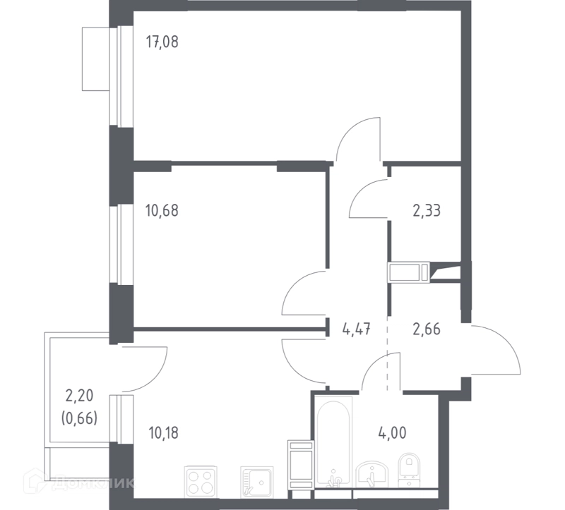 2-комнатная квартира 52.06 м² Пятницкие Луга