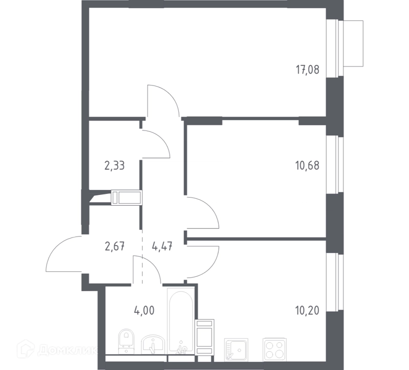 2-комнатная квартира 51.43 м² Пятницкие Луга