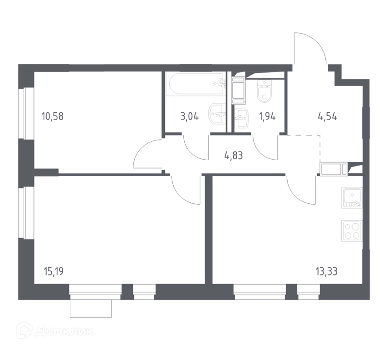 2-комнатная квартира 53.45 м² Пятницкие Луга