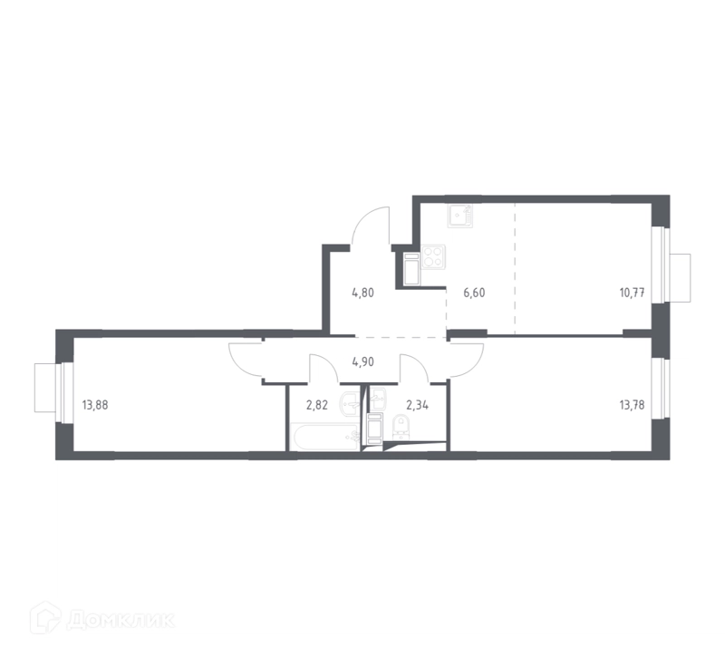 2-комнатная квартира 59.89 м² Пятницкие Луга
