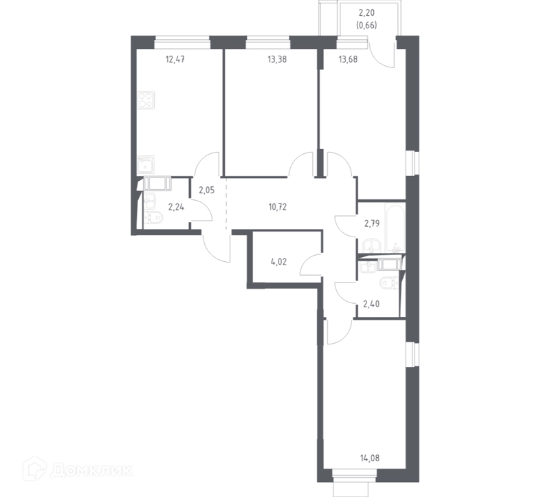 3-комнатная квартира 78.49 м² Пятницкие Луга