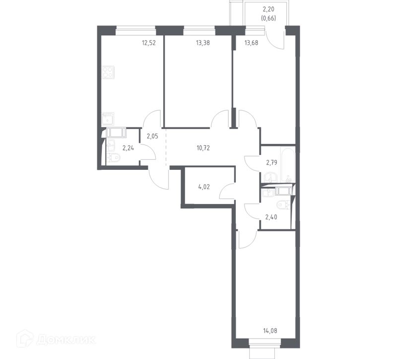 3-комнатная квартира 78.54 м² Пятницкие Луга