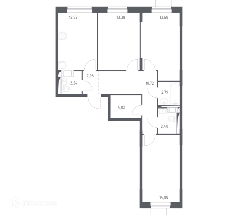 3-комнатная квартира 77.88 м² Пятницкие Луга