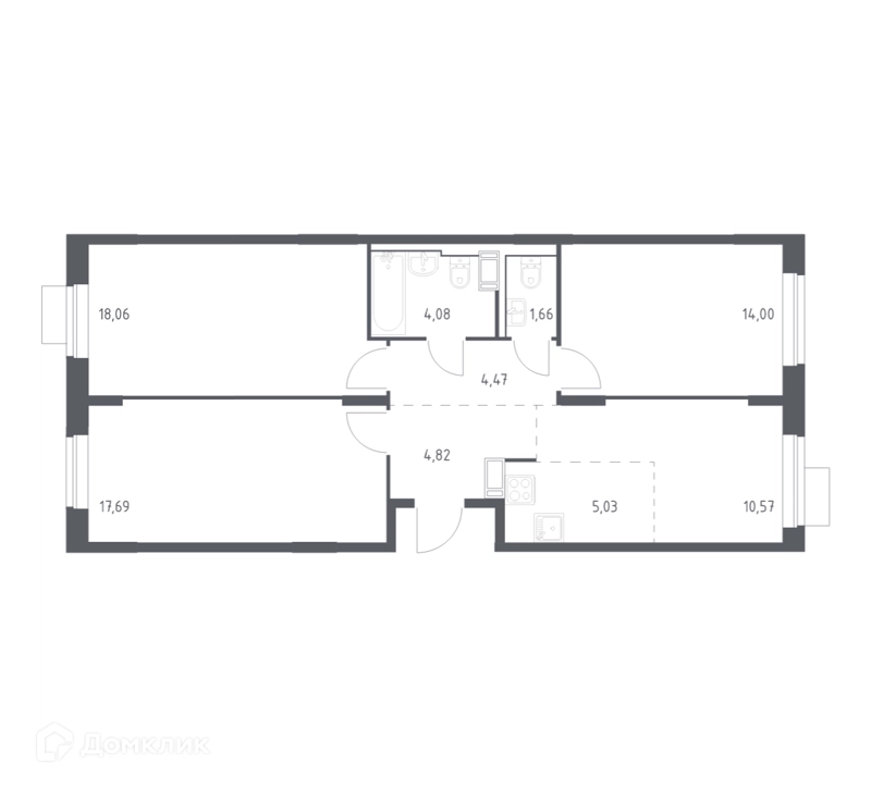 3-комнатная квартира 80.38 м² Пятницкие Луга