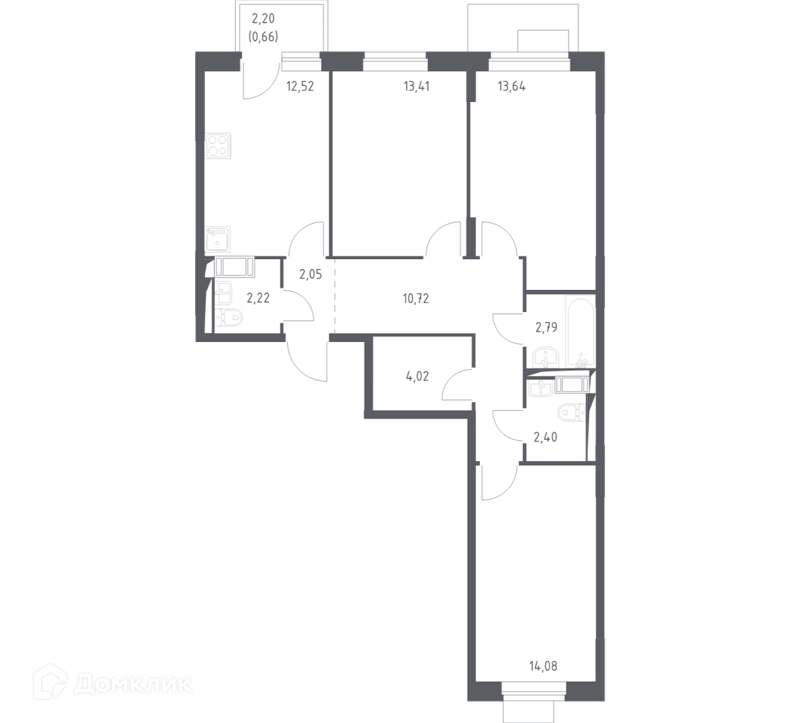 3-комнатная квартира 78.51 м² Пятницкие Луга
