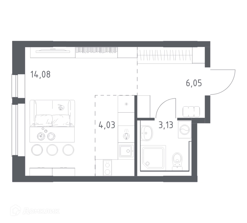 Студия 26.9 м² Егорово парк