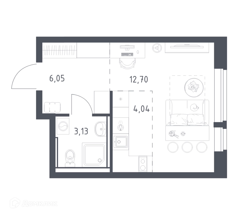 Студия 25.92 м² Егорово парк
