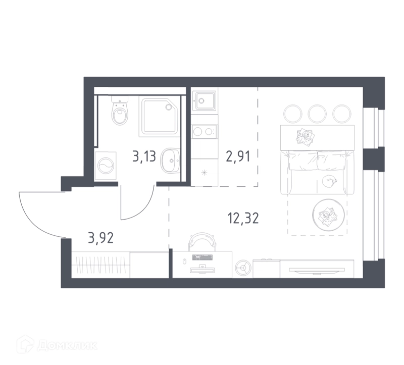 Студия 22.28 м² Егорово парк