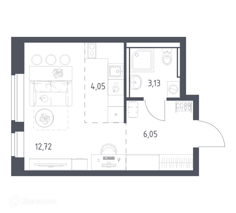 Студия 26.3 м² Егорово парк