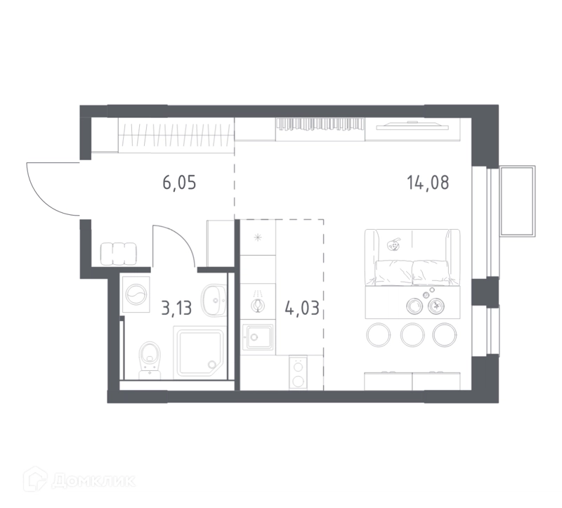 Студия 27 м² Егорово парк