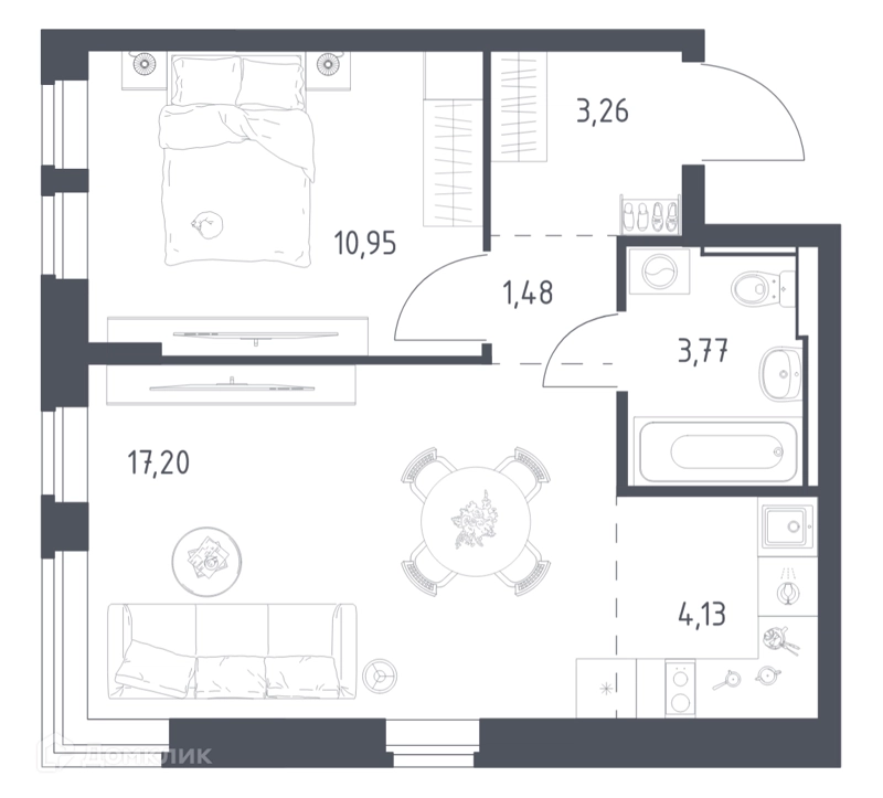 1-комнатная квартира 41 м² Егорово парк