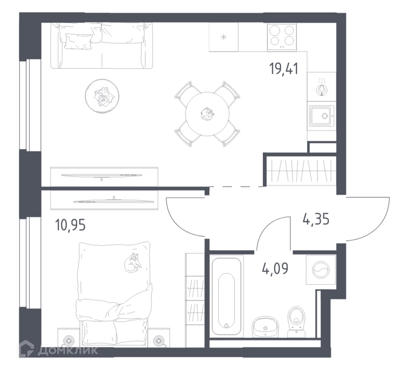 1-комнатная квартира 38.8 м² Егорово парк