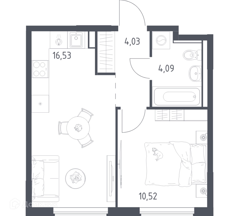 1-комнатная квартира 35.17 м² Егорово парк