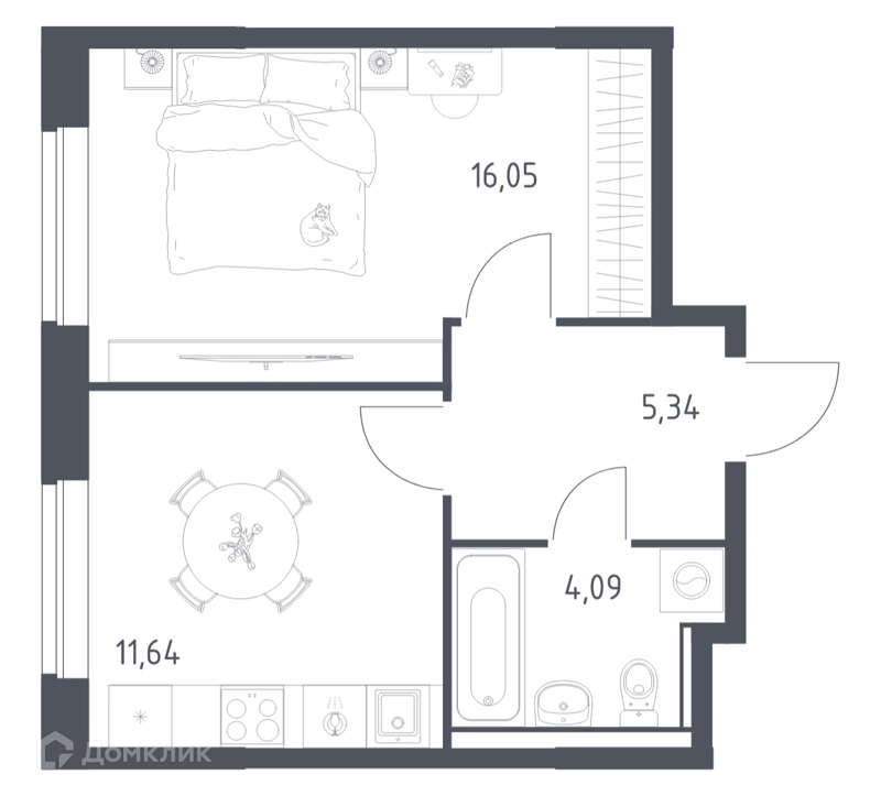 1-комнатная квартира 37.12 м² Егорово парк