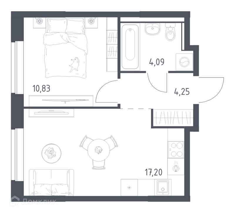 1-комнатная квартира 36.37 м² Егорово парк