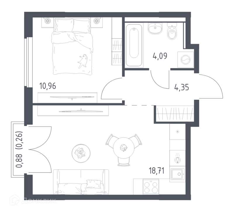 1-комнатная квартира 38.37 м² Егорово парк