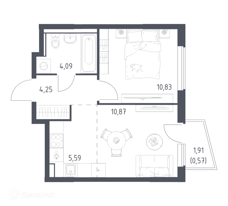 2-комнатная квартира 36.2 м² Егорово парк