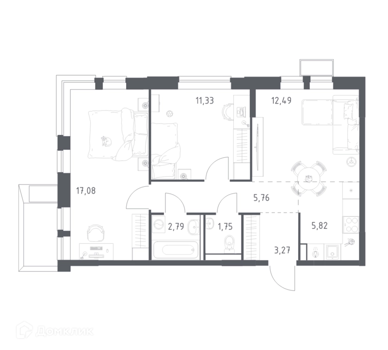 2-комнатная квартира 59.6 м² Егорово парк