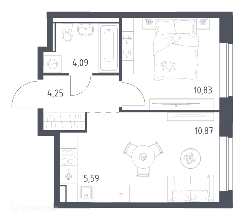 2-комнатная квартира 35.63 м² Егорово парк