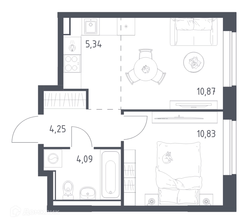2-комнатная квартира 35.38 м² Егорово парк