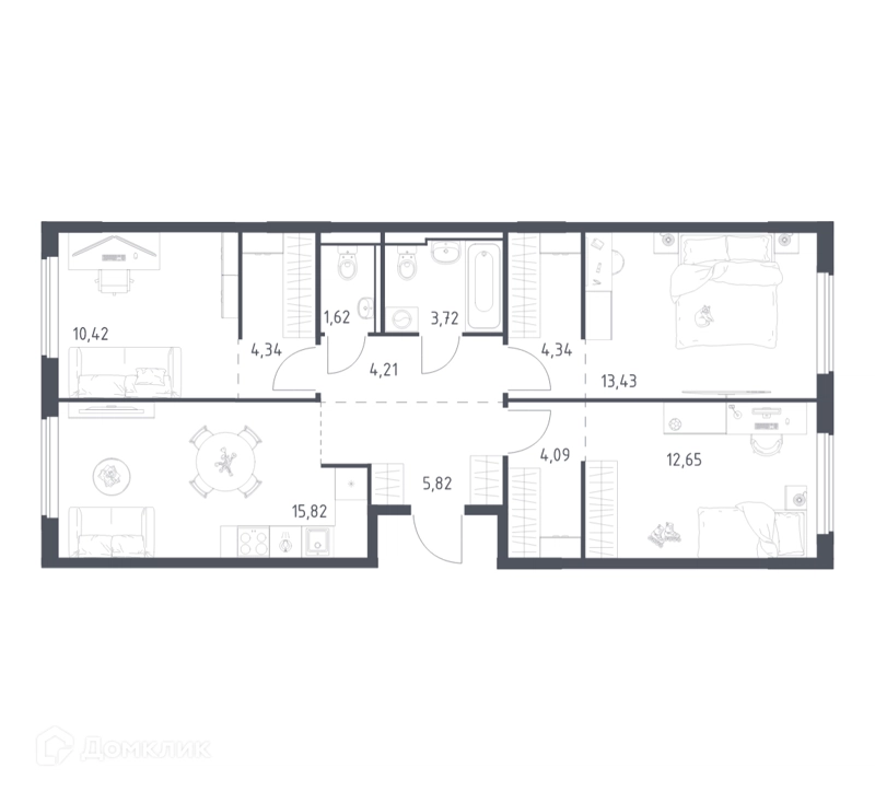 3-комнатная квартира 80.46 м² Егорово парк