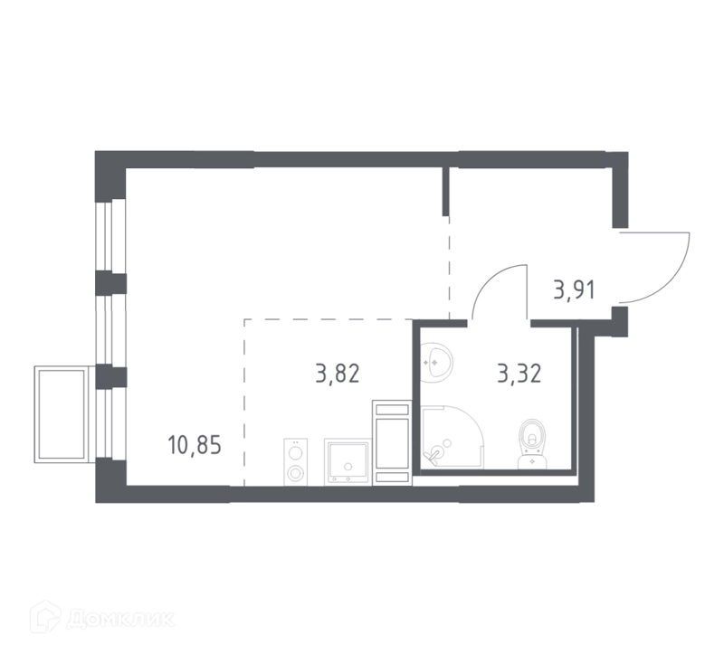 Студия 21.3 м² Горки Парк