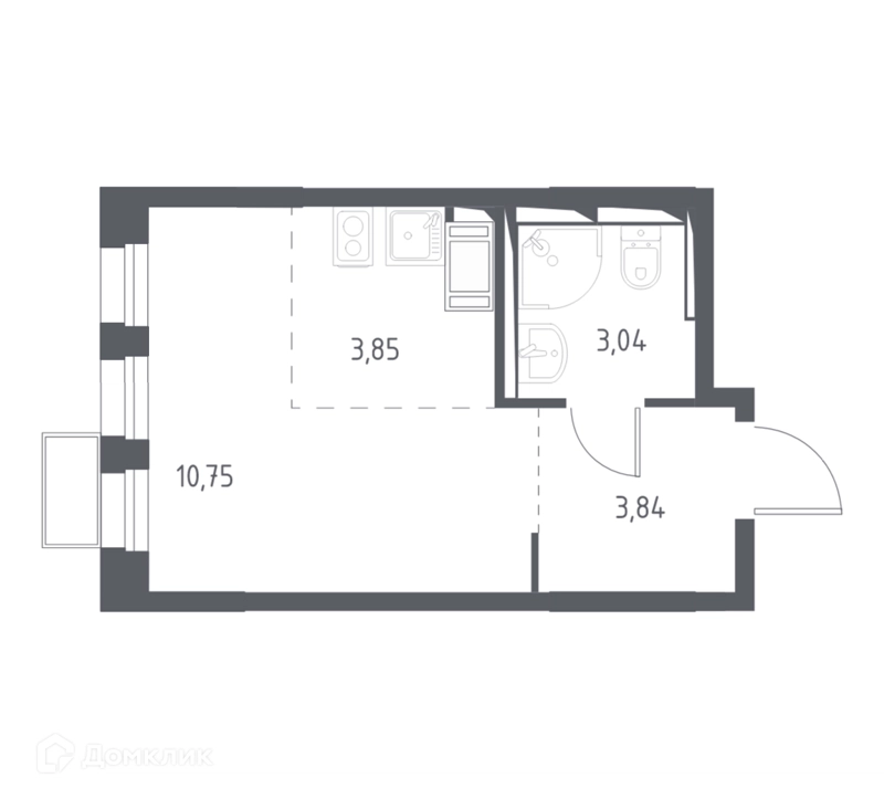 Студия 21.4 м² Горки Парк