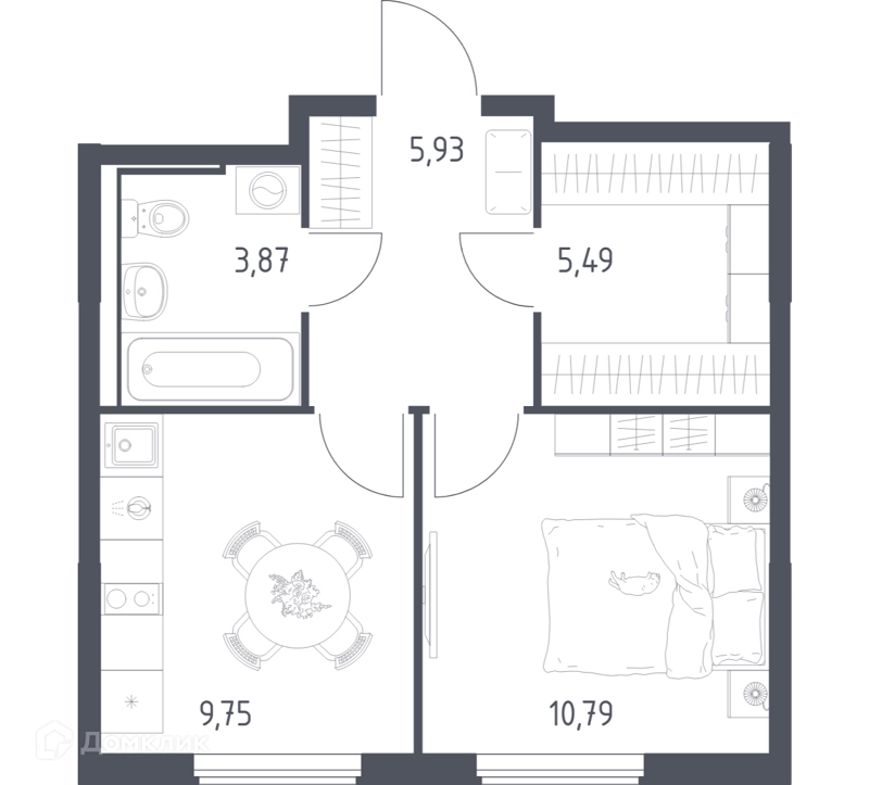 1-комнатная квартира 35.83 м² Горки Парк