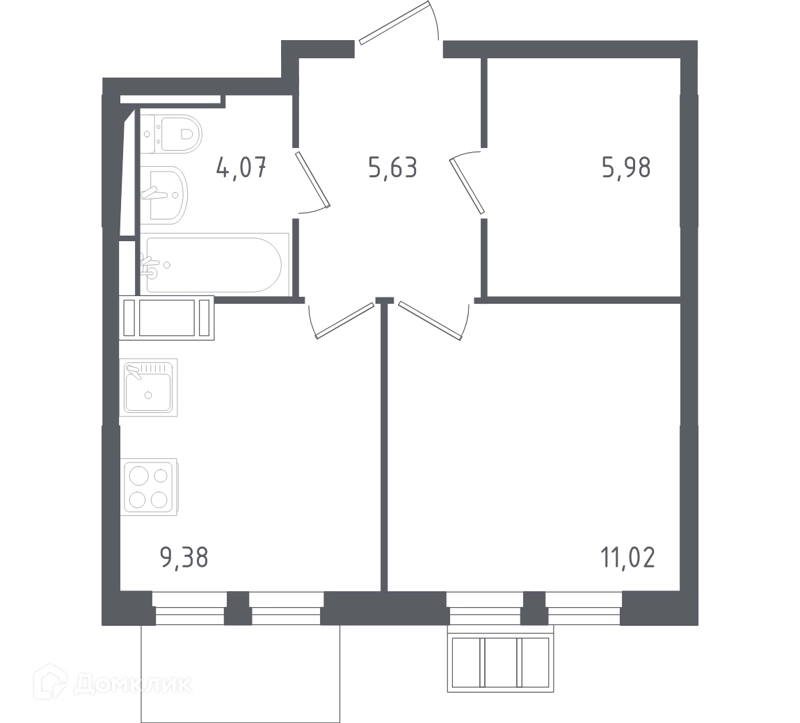 1-комнатная квартира 35.5 м² Горки Парк