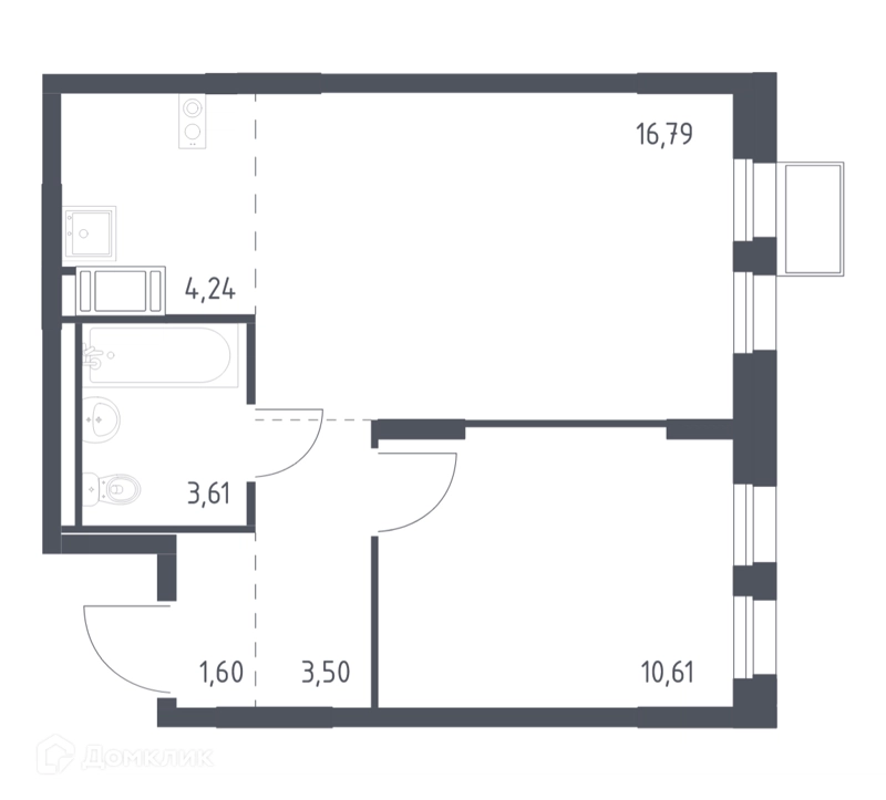 1-комнатная квартира 39.6 м² Горки Парк