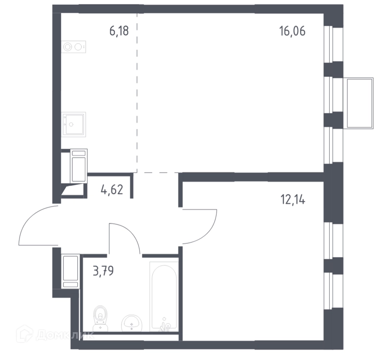 1-комнатная квартира 42 м² Горки Парк